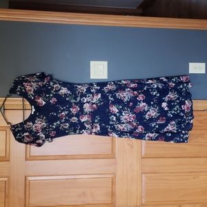 Northstyle navy blue floral lace midi dress.